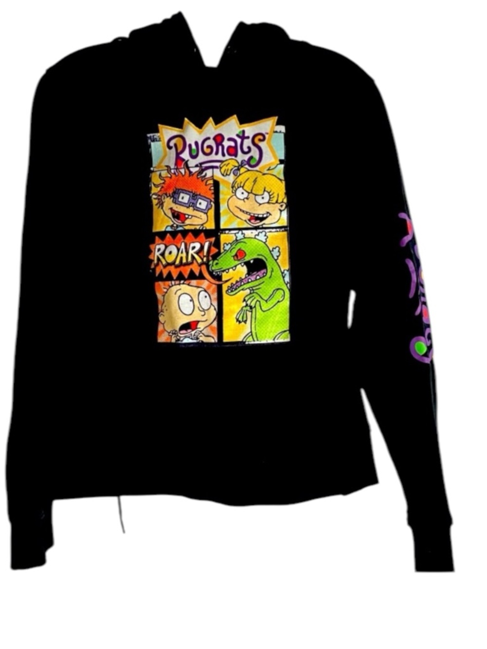 RUGRATS NICKELODEON Sweatshirt Hoodie XL KIDS Black Unisex Cropped Pullover